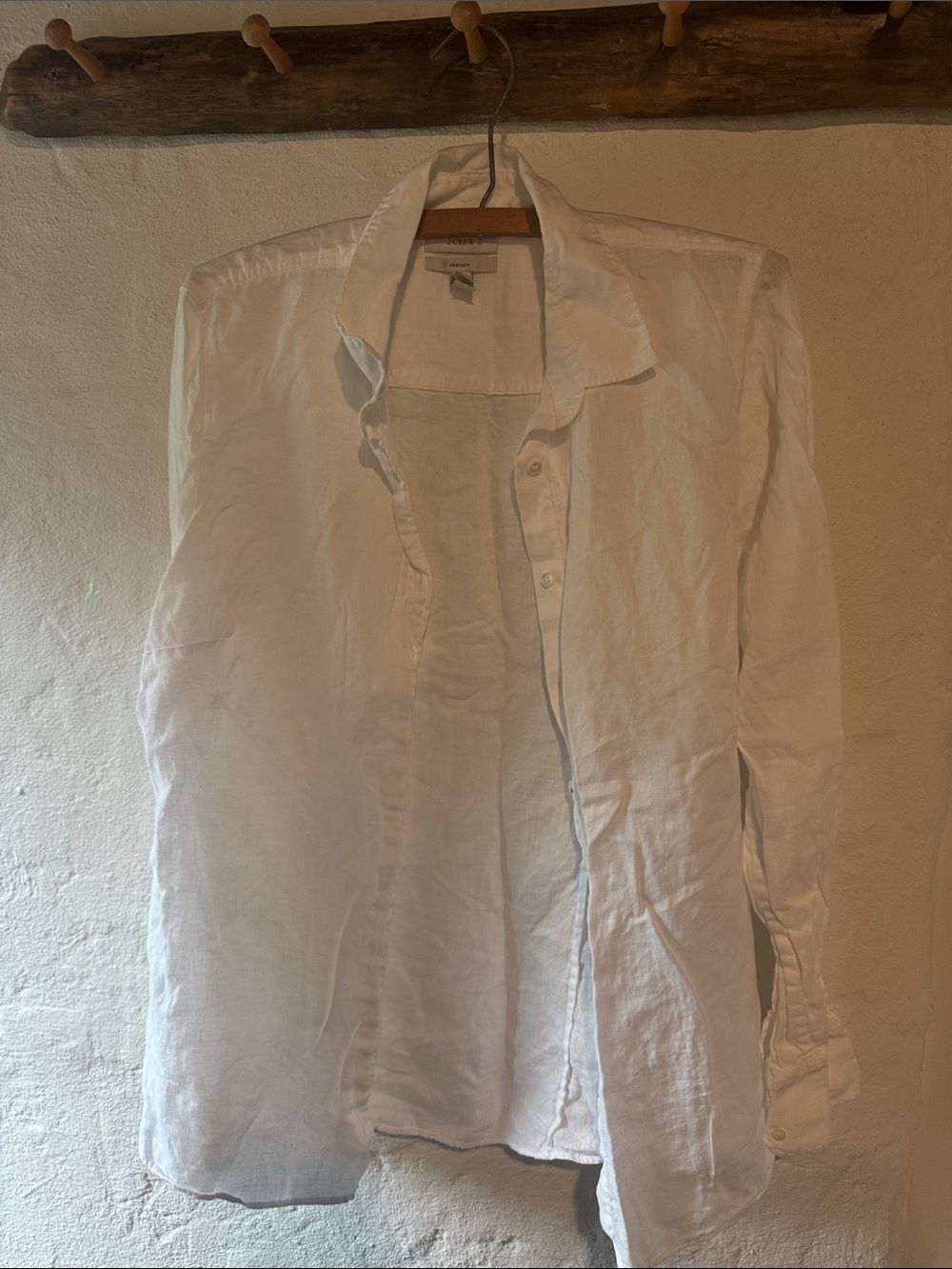 J. Crew White Linen Button-Down Shirt